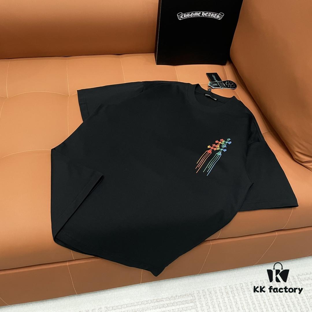 CH➡️ Chrome Hearts Rainbow Graffiti Logo Short Sleeve Crew Neck T-Shirt Unisex