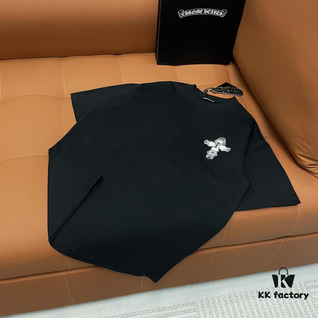 CH Crocodile Heavy Metal Embroidered Logo Short Sleeve Round Neck T-Shirt Unisex Lightweight Luxury High-Quality 320g Double Cotton Fabric