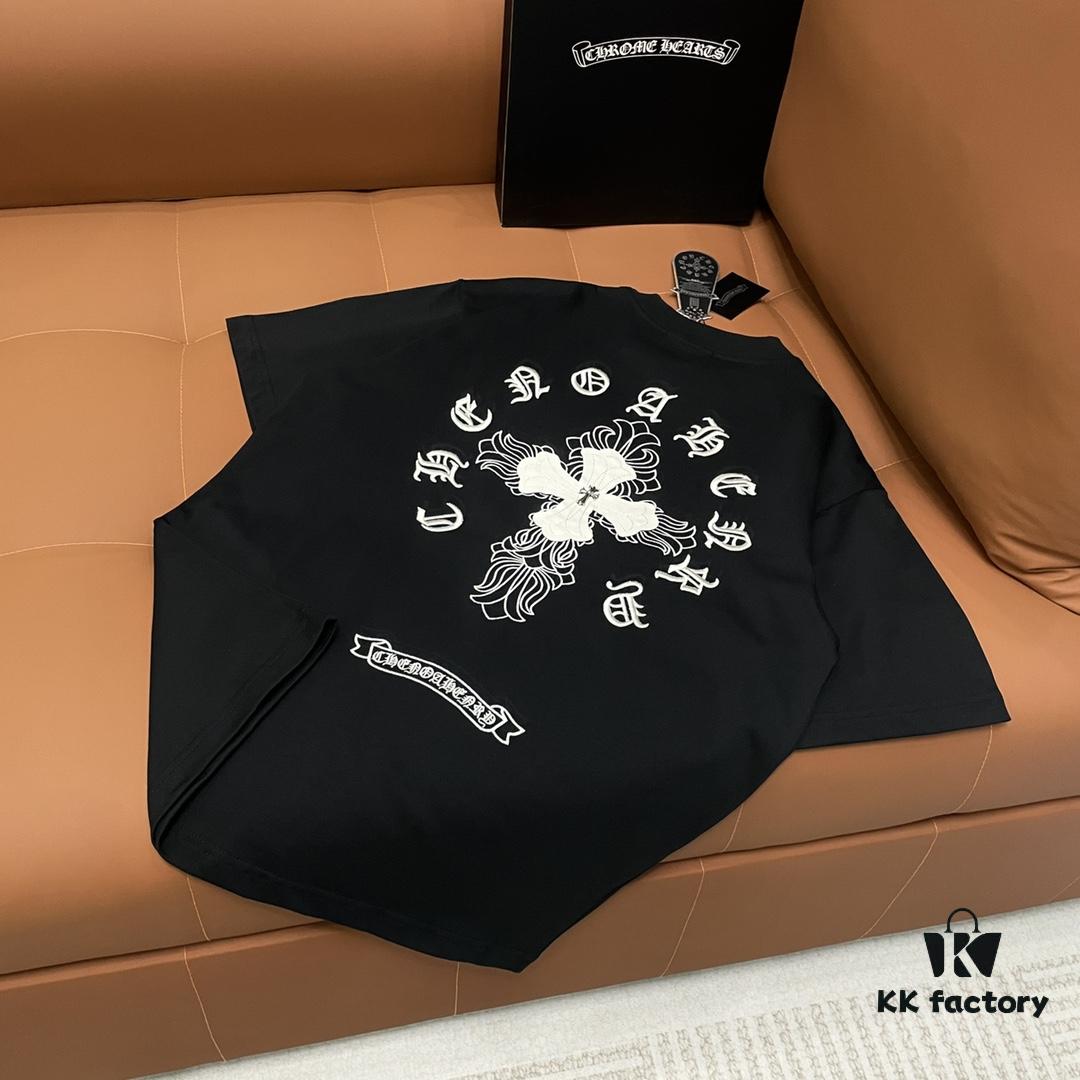 CH Crocodile Heavy Metal Embroidered Logo Short Sleeve Round Neck T-Shirt Unisex Lightweight Luxury High-Quality 320g Double Cotton Fabric