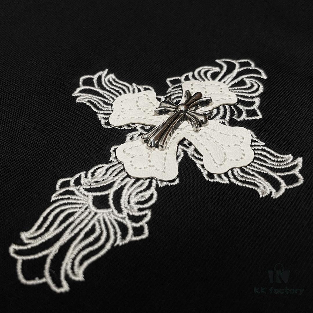 CH Crocodile Heavy Metal Embroidered Logo Short Sleeve Round Neck T-Shirt Unisex Lightweight Luxury High-Quality 320g Double Cotton Fabric