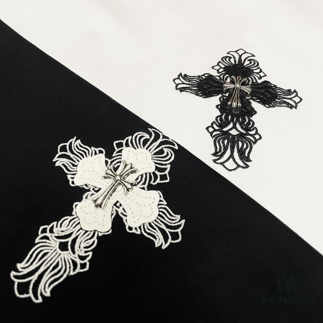 CH Crocodile Heavy Metal Embroidered Logo Short Sleeve Round Neck T-Shirt Unisex Lightweight Luxury High-Quality 320g Double Cotton Fabric