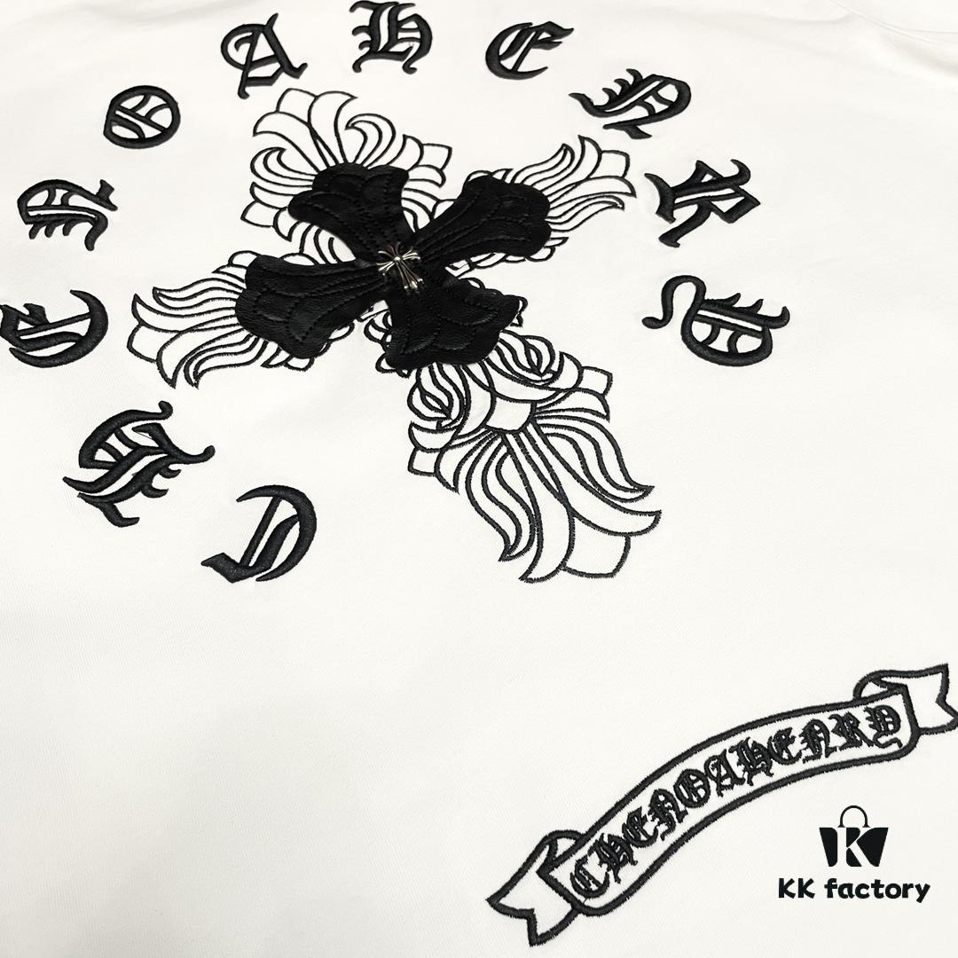 CH➡️ Chrome Hearts Heavyweight Embroidered Logo Short Sleeve Round Neck T-Shirt Unisex