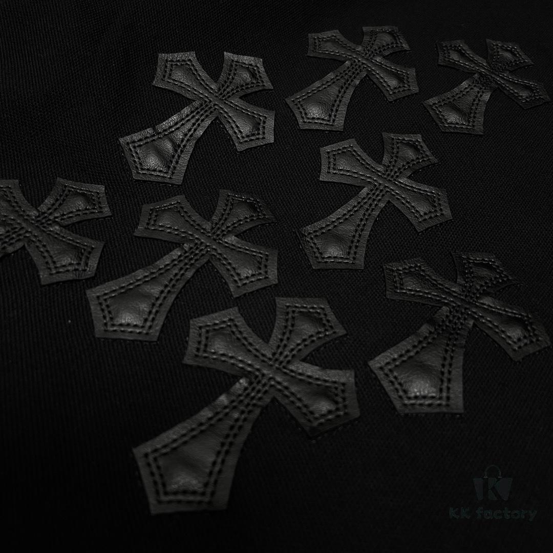 Chrome Hearts Style Sanskrit Cross Heavy Hardware Polo Shirt