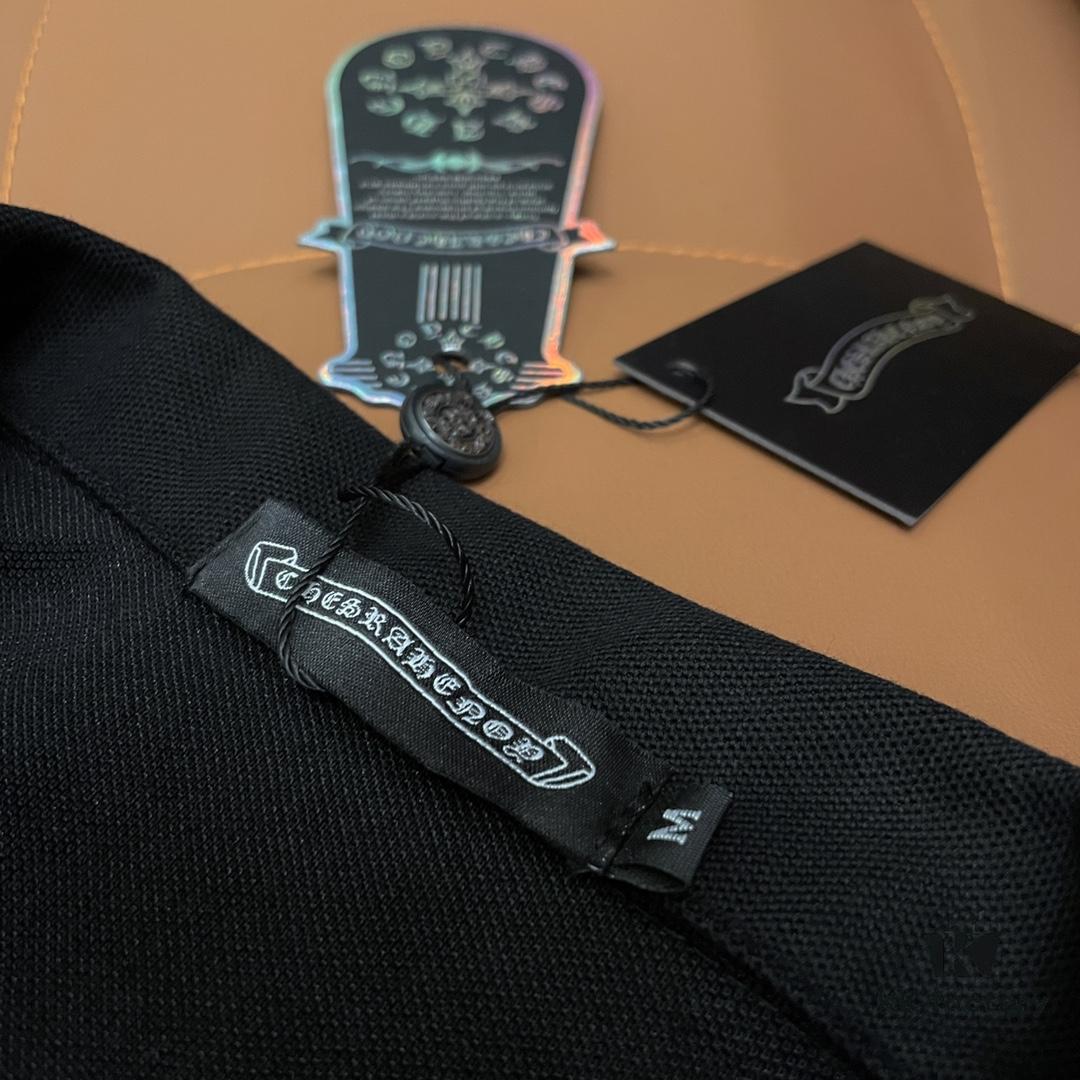 Chrome Hearts Style Sanskrit Cross Heavy Hardware Polo Shirt