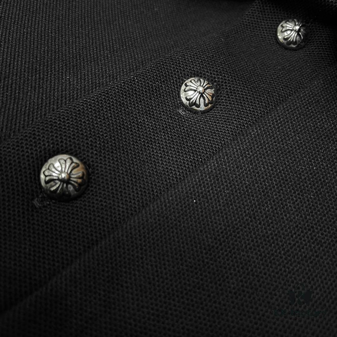 Chrome Hearts Style Sanskrit Cross Heavy Hardware Polo Shirt