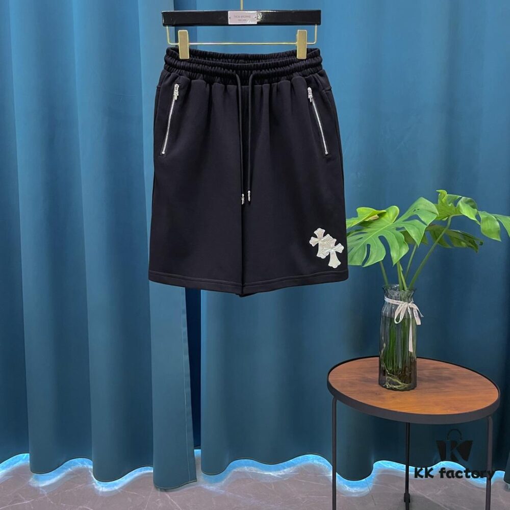 CH Cross - Heavy Hardware, Faux Leather Patch, Embroidered Horse Letter Leisure Shorts