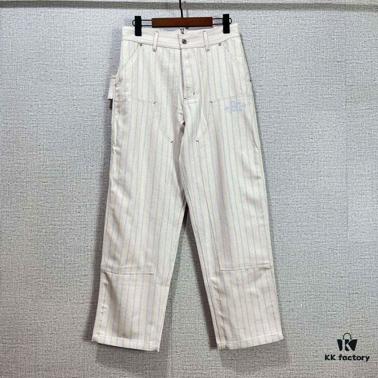 Christian Dior 25SS Spring New Arrival Canvas Striped Trousers