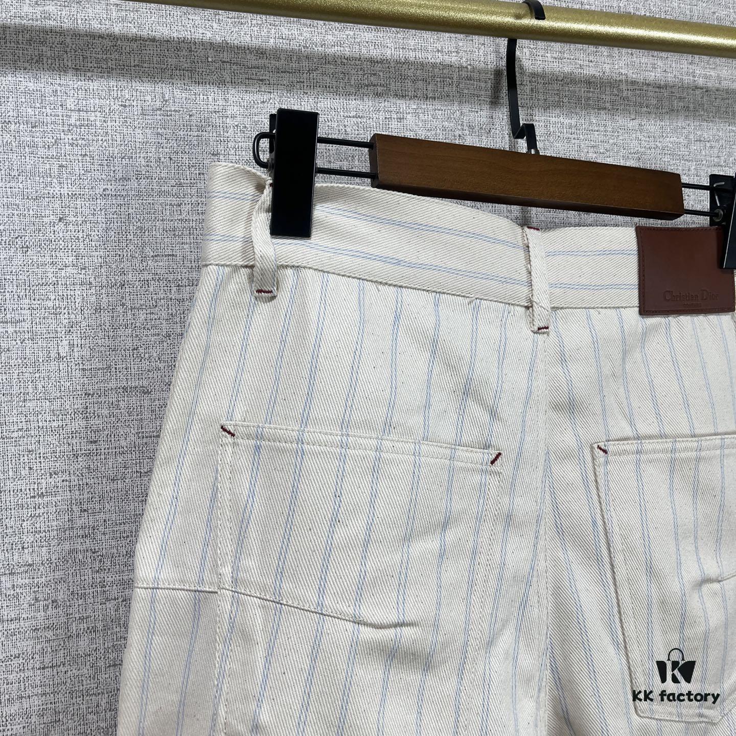 Christian Dior 25SS Spring New Arrival Canvas Striped Trousers