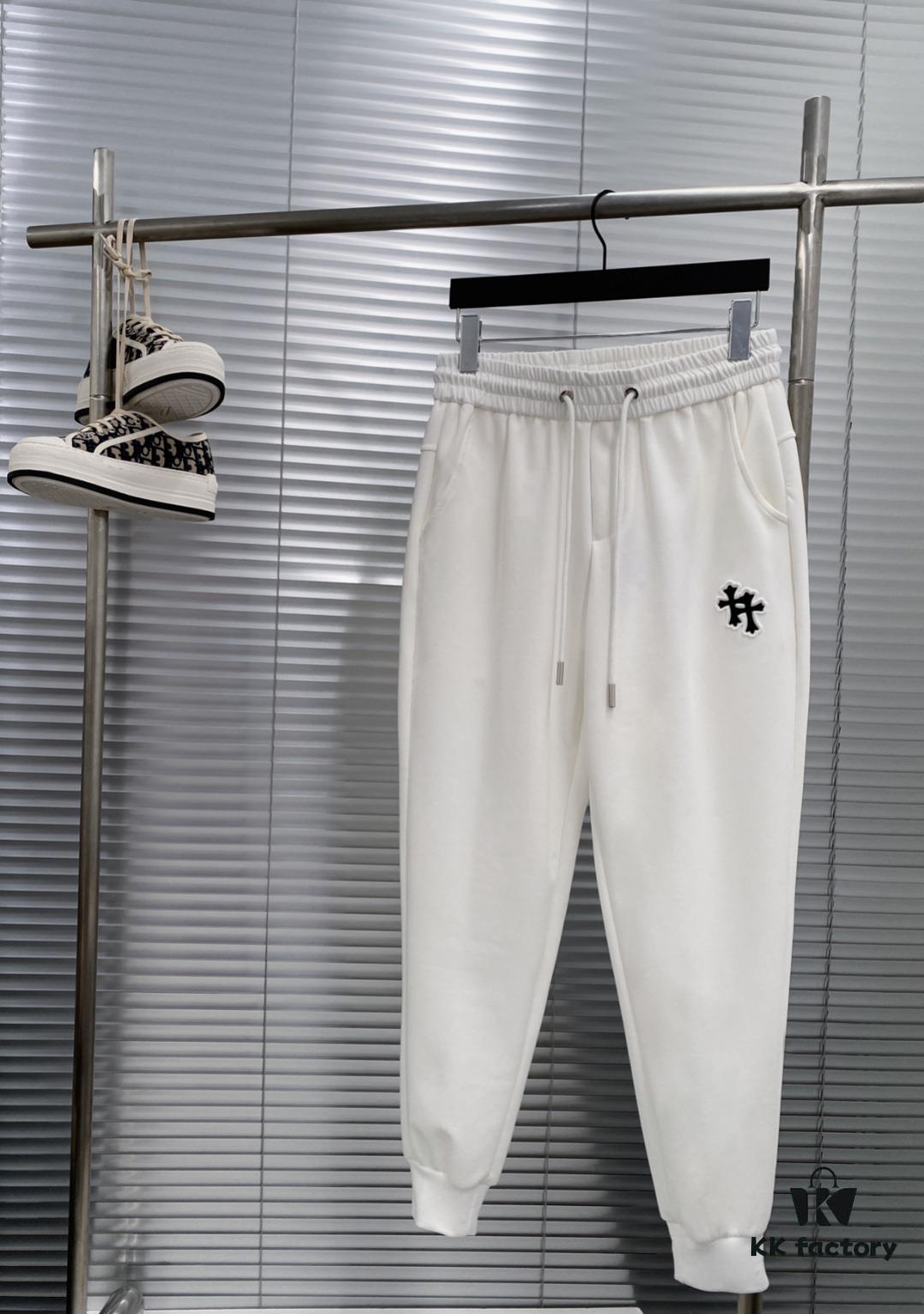 CH Chrome Heart 24FW Spring/Summer New Arrival Horse Hoof Sanskrit Logo Drawstring Casual Pants Unisex – Cross Sanskrit Patch Design