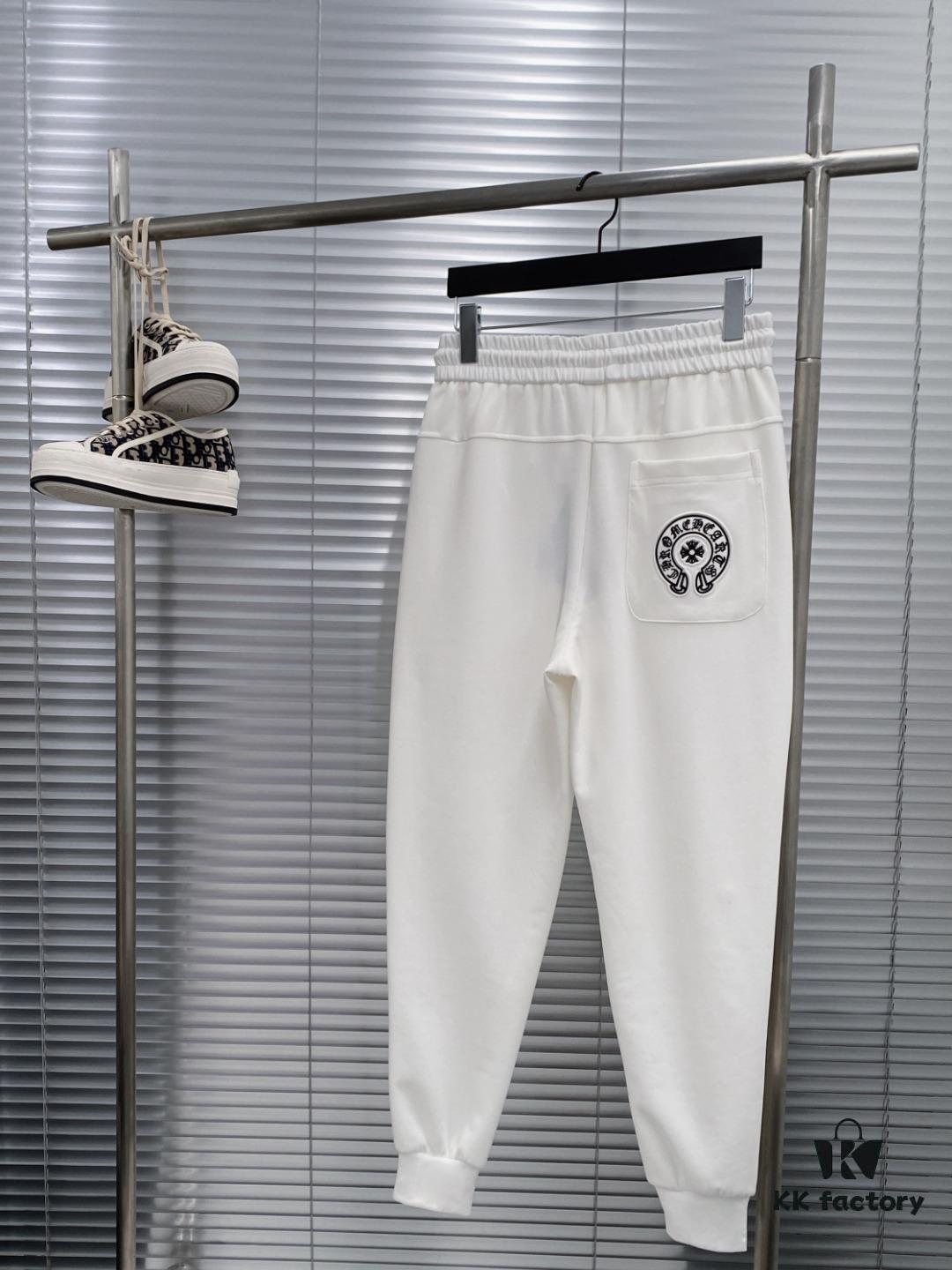 CH Chrome Heart 24FW Spring/Summer New Arrival Horse Hoof Sanskrit Logo Drawstring Casual Pants Unisex – Cross Sanskrit Patch Design