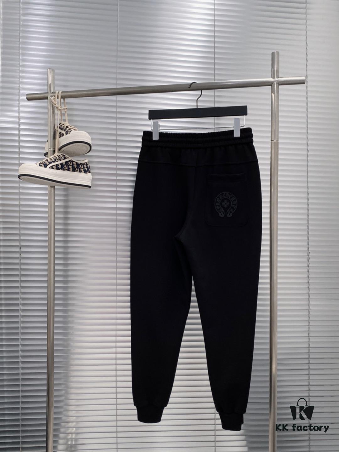 CH Chrome Heart 24FW Spring/Summer New Arrival Horse Hoof Sanskrit Logo Drawstring Casual Pants Unisex – Cross Sanskrit Patch Design