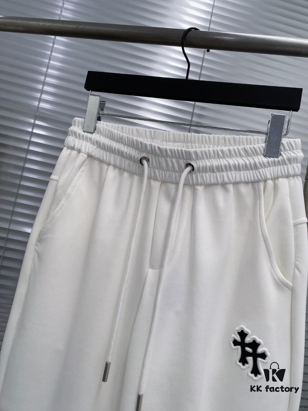 CH Chrome Heart 24FW Spring/Summer New Arrival Horse Hoof Sanskrit Logo Drawstring Casual Pants Unisex – Cross Sanskrit Patch Design