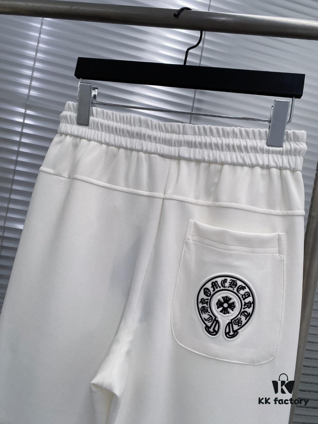 CH Chrome Heart 24FW Spring/Summer New Arrival Horse Hoof Sanskrit Logo Drawstring Casual Pants Unisex – Cross Sanskrit Patch Design