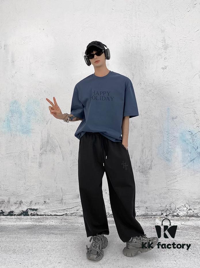 CH Chrome Heart 24FW Spring/Summer New Arrival Horseshoe Sanskrit Logo Cropped Casual Pants Unisex – Cross Sanskrit Patch Design