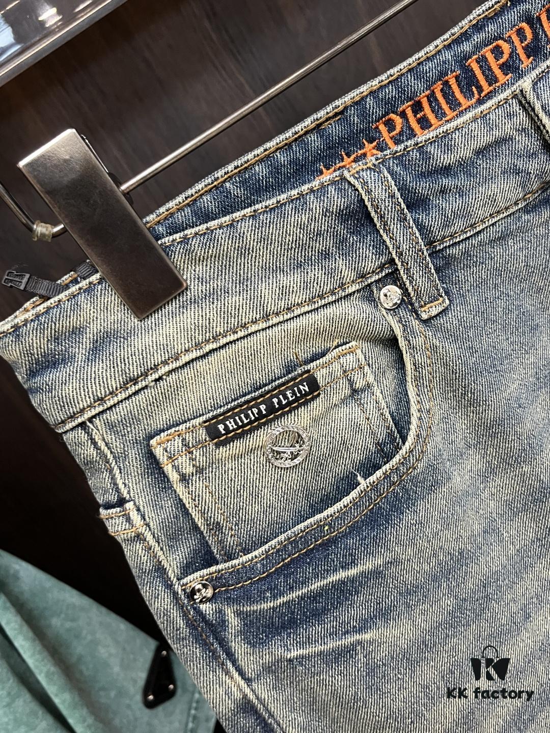 Exclusive New Arrival Chrome Hearts Style Men's Fashion Casual Jeans, High-End European Original Design Pants, Trendy and Comfortable, Premium Quality with Impeccable Details