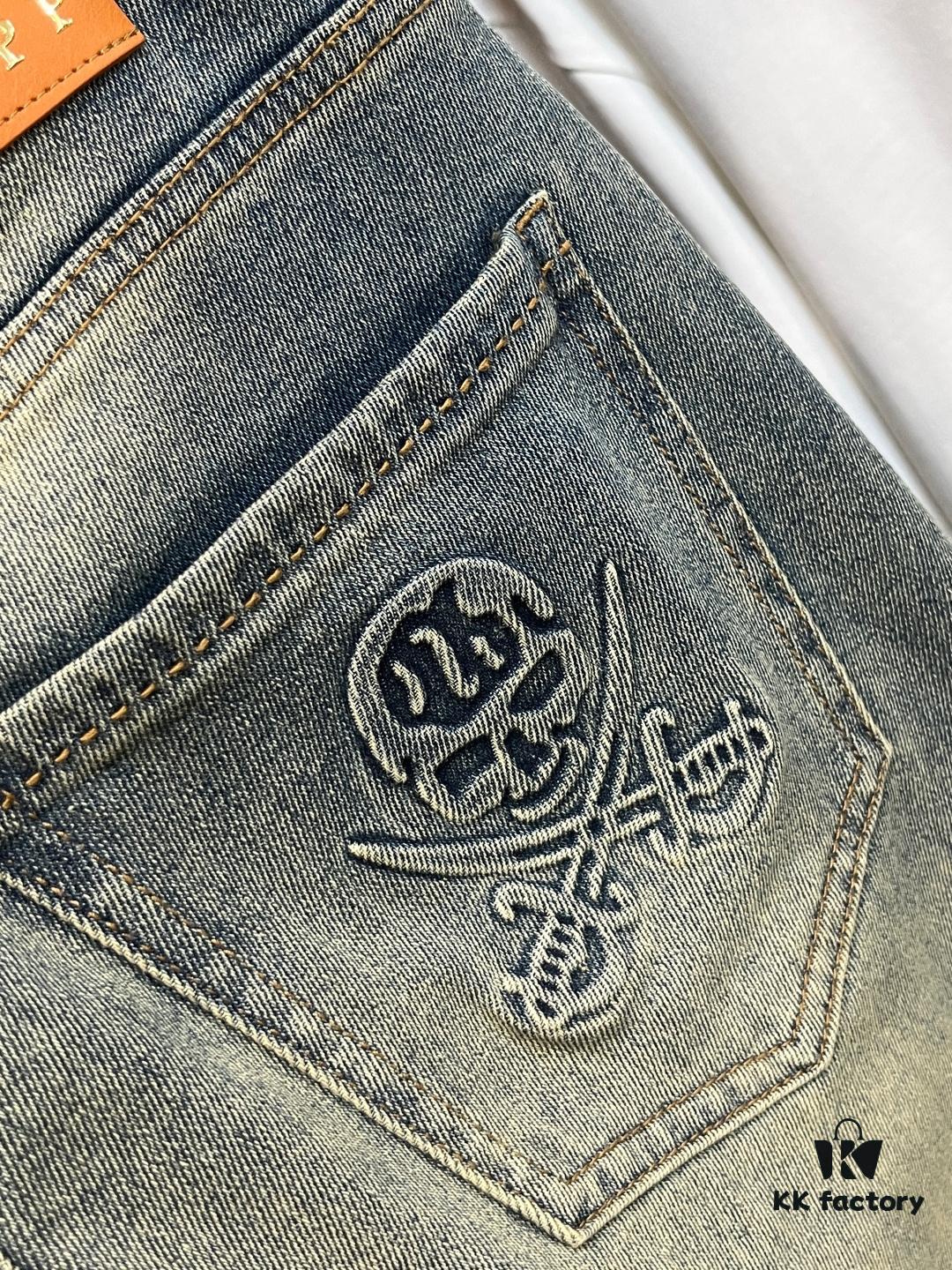 Exclusive New Arrival Chrome Hearts Style Men's Fashion Casual Jeans, High-End European Original Design Pants, Trendy and Comfortable, Premium Quality with Impeccable Details