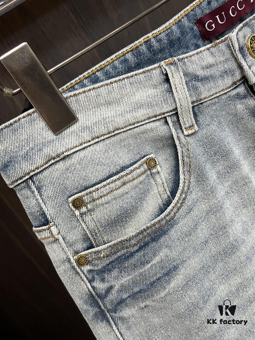 Exclusive New Arrival 🔥 Chrome Hearts Style Men's Fashion Casual Jeans, High-End European Design Original Stock Pants, Trendy and Comfortable, Breathable Fabric with Impeccable Details, Brand-Inspired Design Concept Reflecting Premium Quality, Relaxed Cut for an Excellent Fit