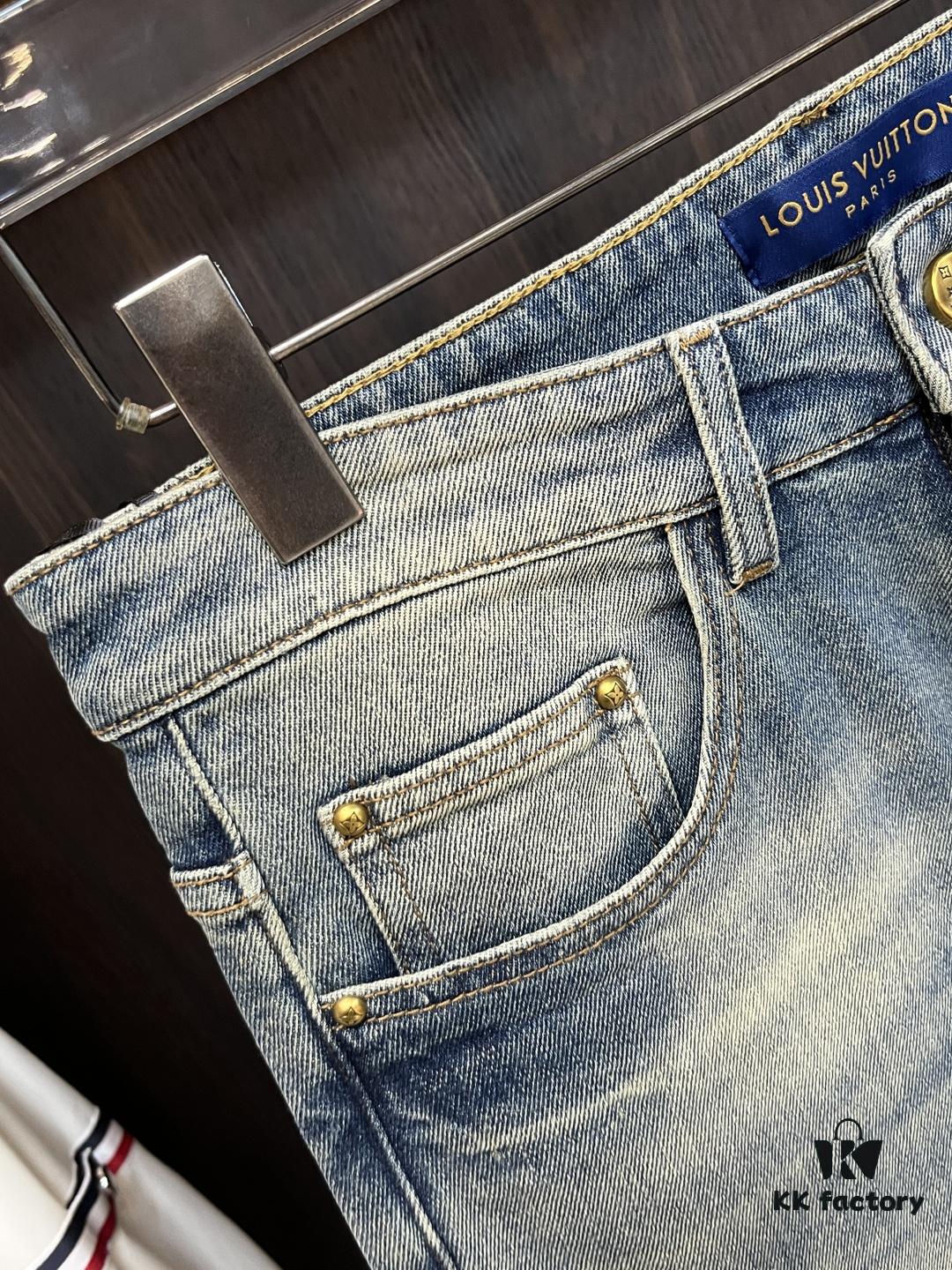 Exclusive New Arrival 🔥 Chrome Hearts Style Men's Fashion Casual Jeans, High-End European Design Original Stock Pants, Trendy and Comfortable, Breathable Fabric with Impeccable Details, Brand-Inspired Design Concept Showcasing Premium Quality, Leisure Cut for an Outstanding Fit