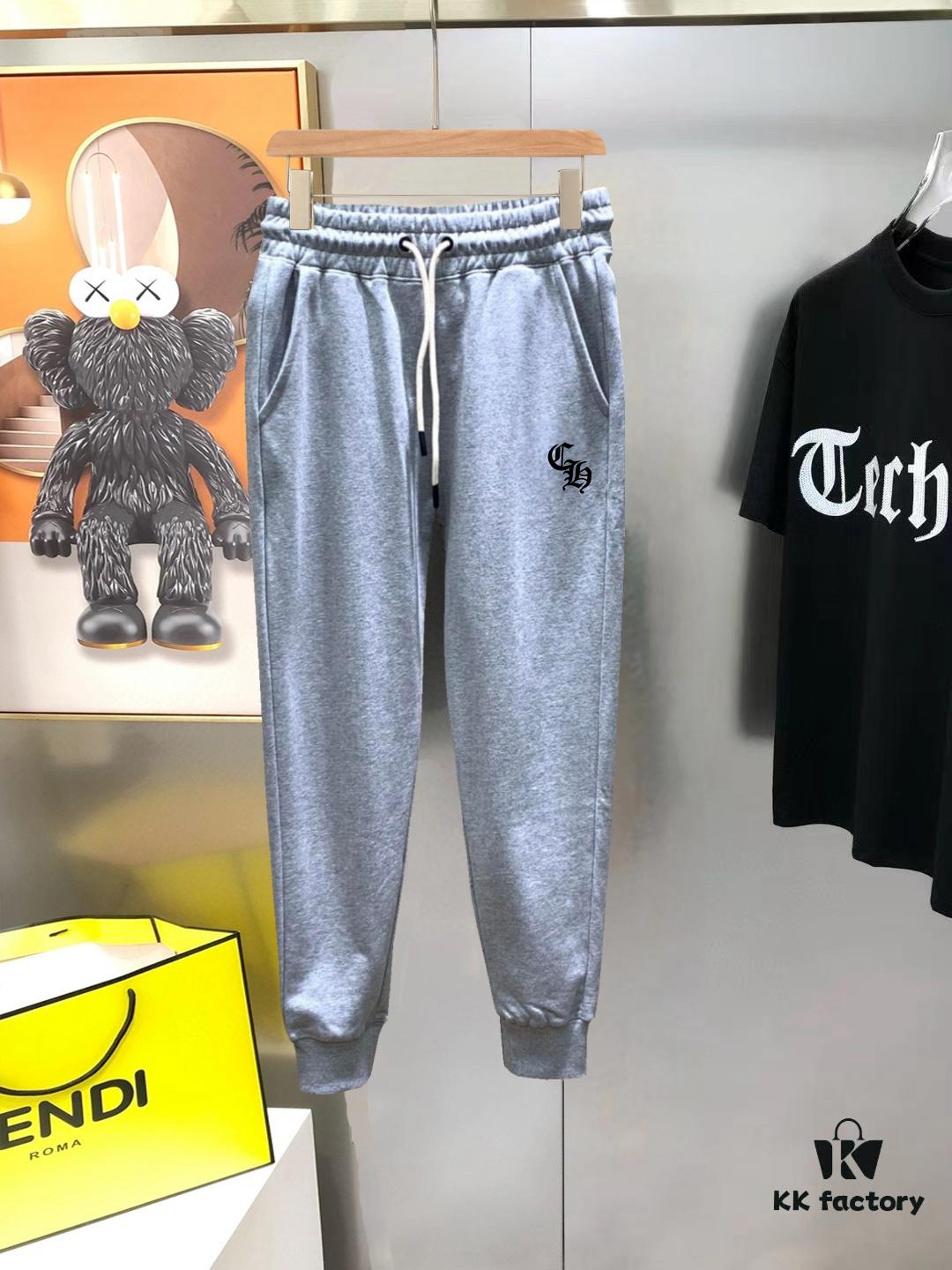 Chrome Hearts 2025 Spring New Arrival Men's Casual Pants Sweatpants, Counter Synchronized Release ✨ High-End Custom Original Production, Simple and Stylish Design with Official Logo ✨ Authentic Imported 100% Cotton Fabric, Premium Metal Trims, Elegant and Handsome Fit