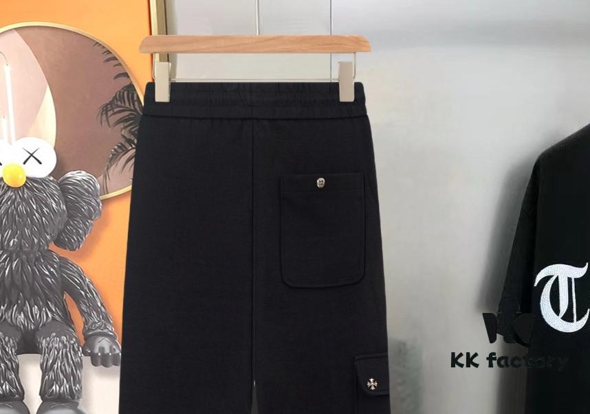 Chrome Hearts New Men's Original Stock Casual Pants, Sweatpants, High-End Custom Fashion Versatile Style with 3D Embroidered Logo, Premium Imported 100% Cotton Knit Fabric and Metal Trims