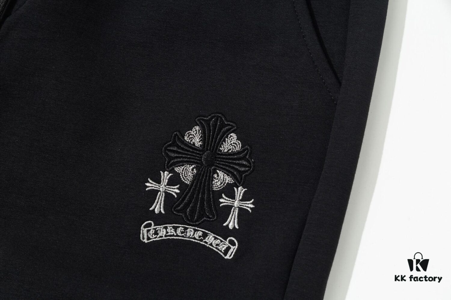 Chrome Hearts New Men's Original Stock Casual Pants, Sweatpants, High-End Custom Fashion Versatile Style with 3D Embroidered Logo, Premium Imported 100% Cotton Knit Fabric and Metal Trims