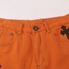 Chrome Hearts & Croc Heart Art Basel Orange Flared Jeans with Cross Design