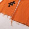 Chrome Hearts & Croc Heart Art Basel Orange Flared Jeans with Cross Design