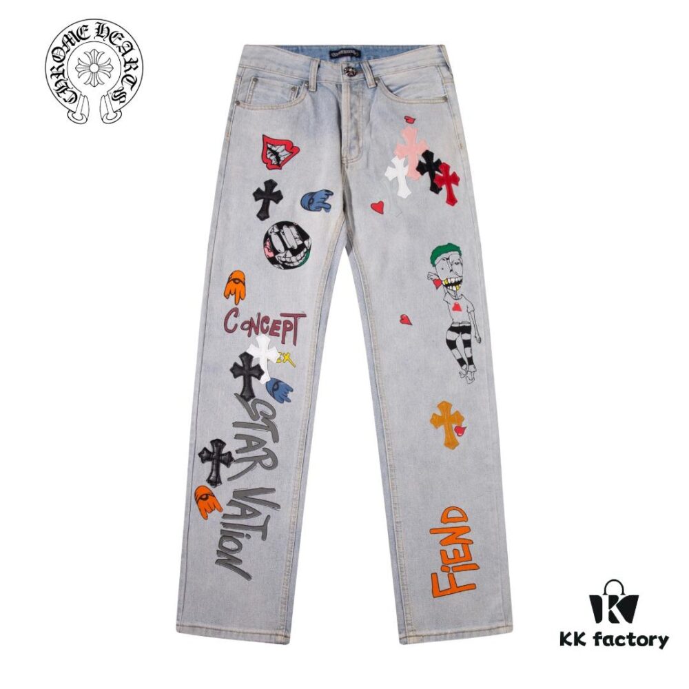 Chrome Hearts & CH Limited Edition Graffiti Crocodile Leather Jeans