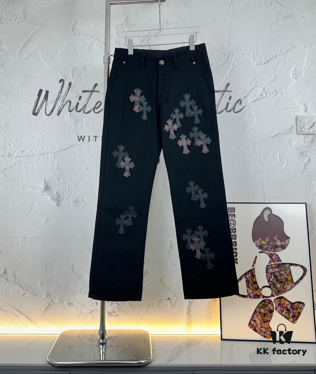 Chrome Hearts & Crocodile Limited Edition Camo Patch Leather Denim Jeans