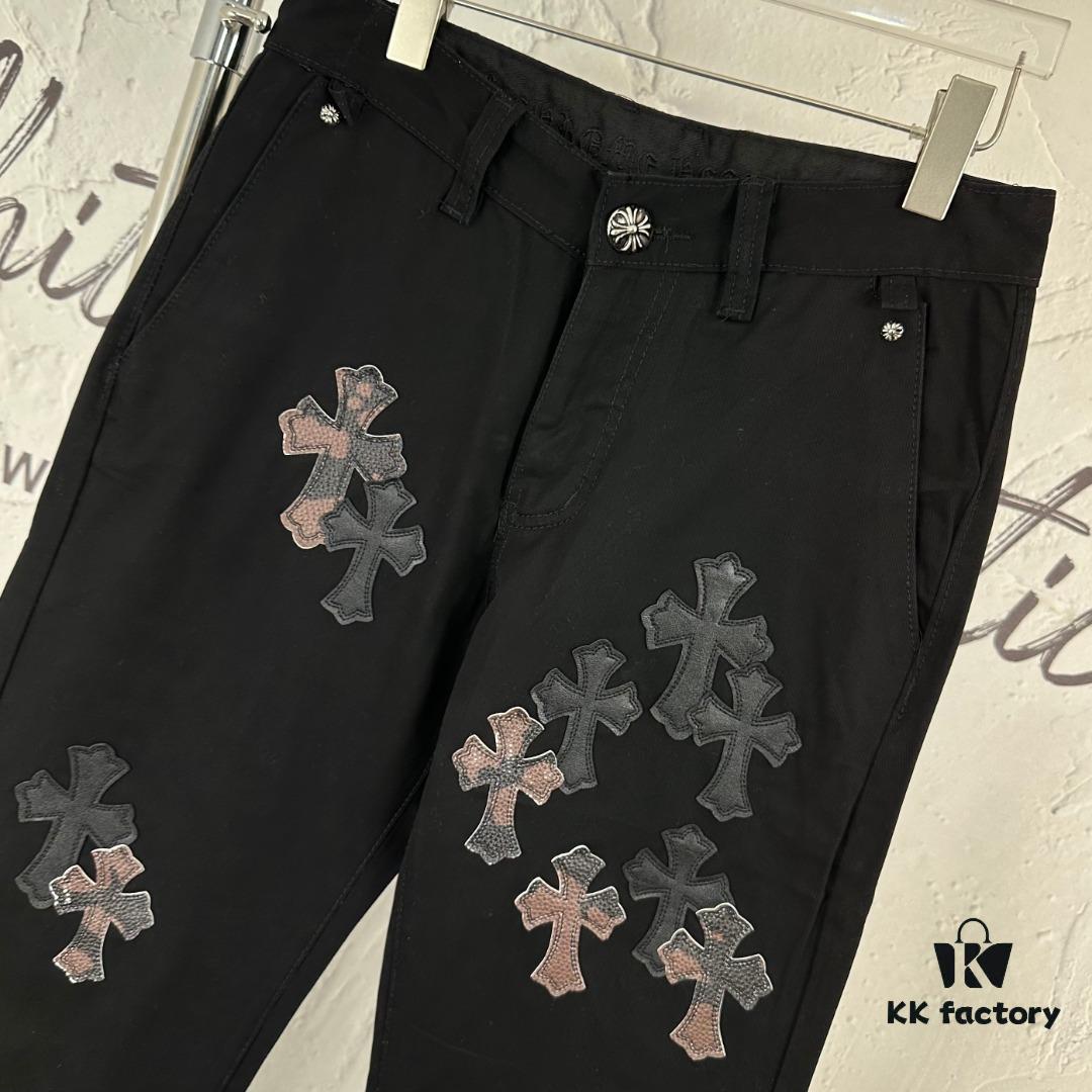 Chrome Hearts & Crocodile Limited Edition Camo Patch Leather Denim Jeans