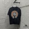 CH* Chrome Hearts* 2025 Spring/Summer New Arrival Distressed Snowflake Wash Vintage Round Neck Short Sleeve T-Shirt with Chest and Back Logo, Horseshoe Print, Custom Fabric Unisex Tee