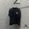 CH* Chrome Hearts* 2025 Spring/Summer New Arrival Distressed Snowflake Wash Vintage Round Neck Short Sleeve T-Shirt with Chest and Back Logo, Horseshoe Print, Custom Fabric Unisex Tee