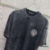 CH* Chrome Hearts* 2025 Spring/Summer New Arrival Distressed Snow Wash Vintage Round Neck Short Sleeve T-Shirt with Chest and Back Logo, Front and Back Cross and Horseshoe Print, Custom Fabric Unisex Tee