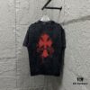 CH* Chrome Hearts* 2025 Spring/Summer New Arrival Distressed Snowflake Wash Vintage Round Neck Short Sleeve T-Shirt with Chest and Back Logo, Horseshoe Print, Custom Fabric Unisex Tee