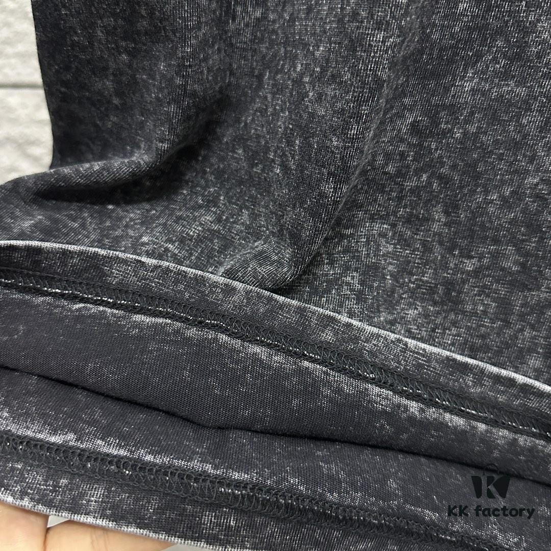 CH* Chrome Hearts* 2025 Spring/Summer New Arrival Distressed Snowflake Wash Vintage Round Neck Short Sleeve T-Shirt with Chest and Back Logo, Horseshoe Print, Custom Fabric Unisex Tee