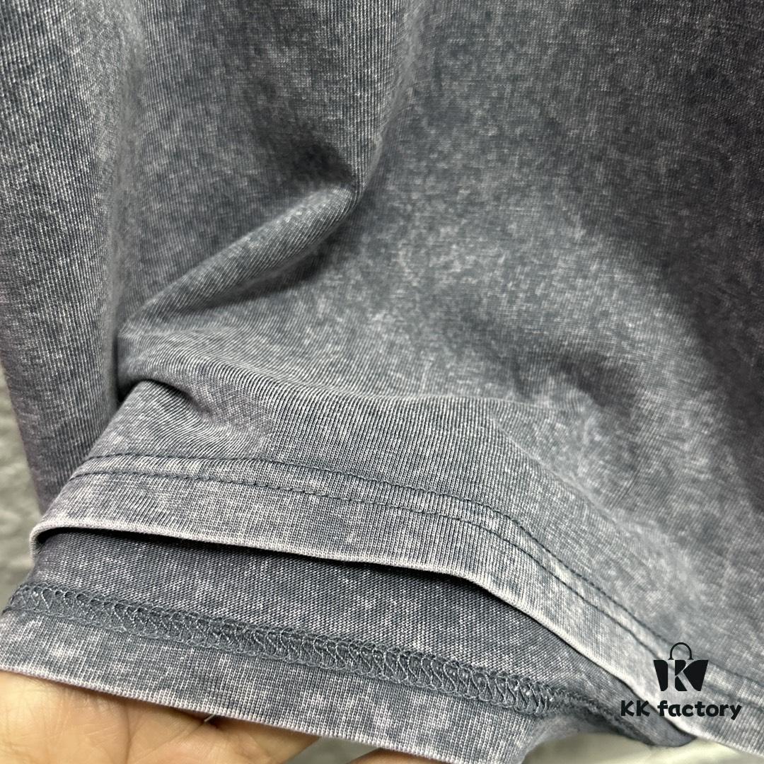 CH* Chrome Hearts* 2025 Spring/Summer New Arrival Distressed Snowflake Wash Vintage Round Neck Short Sleeve T-Shirt with Chest and Back Logo, Horseshoe Print, Custom Fabric Unisex Tee