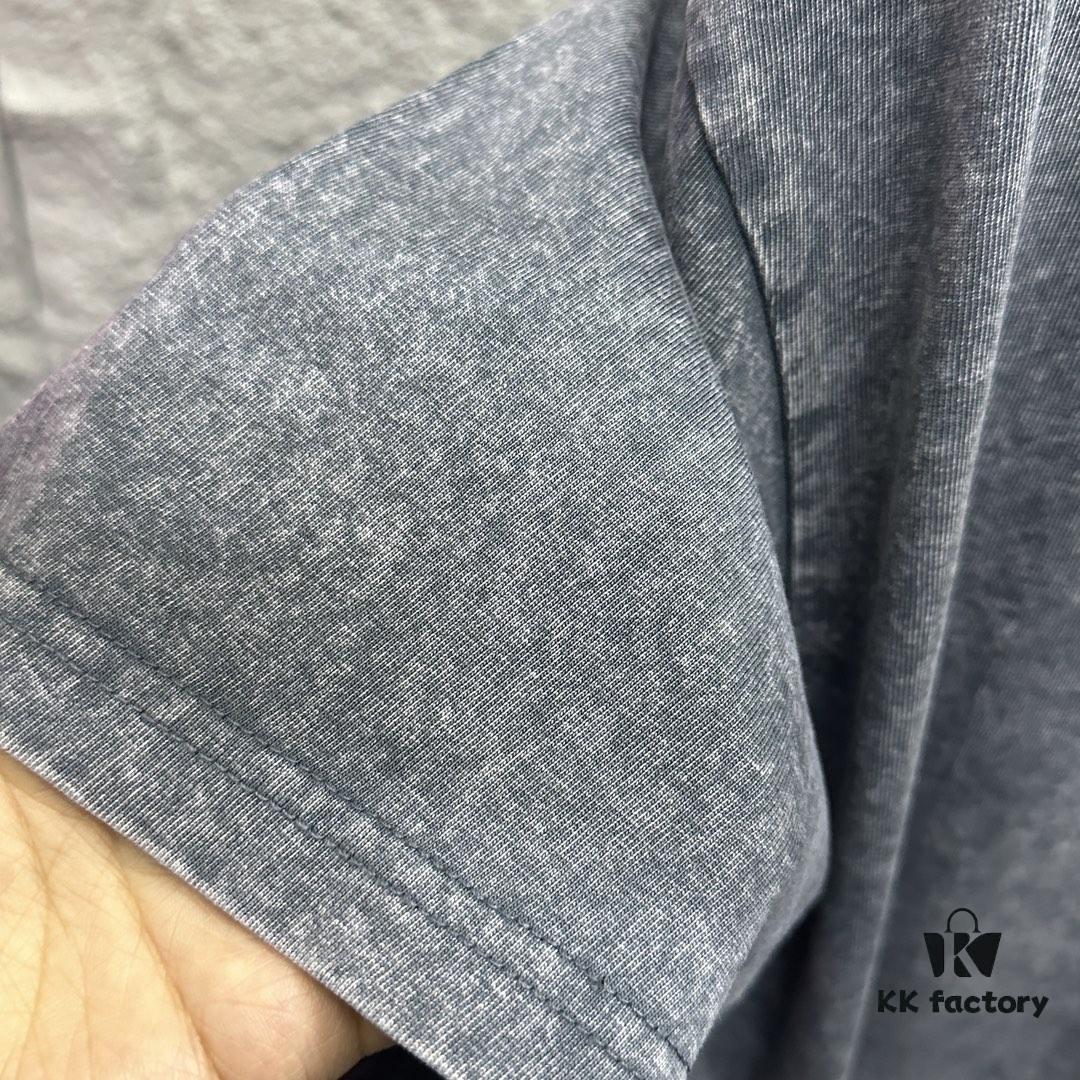 CH* Chrome Hearts* 2025 Spring/Summer New Arrival Distressed Snowflake Wash Vintage Round Neck Short Sleeve T-Shirt with Chest and Back Logo, Horseshoe Print, Custom Fabric Unisex Tee