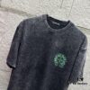 CH* Chrome Hearts* 2025 Spring/Summer New Arrival Distressed Snowflake Wash Vintage Round Neck Short Sleeve T-Shirt with Chest and Back Logo, Horseshoe Print, Custom Fabric Unisex Tee
