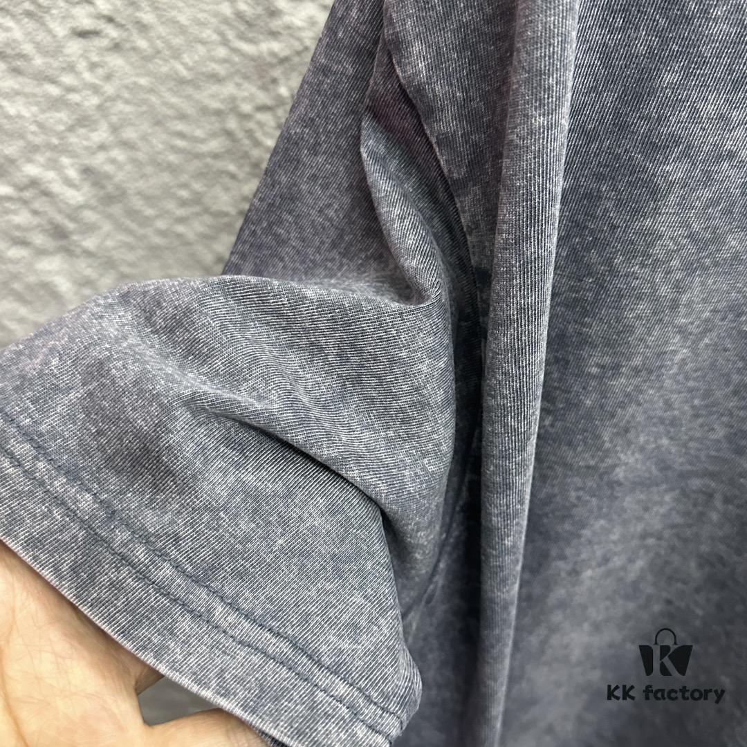 CH Chrome Hearts* 2025 Spring and Summer New Arrival Distressed Snowflake Wash Vintage Round Neck Short Sleeve T-Shirt with Chest Logo and Horseshoe Print, Custom Fabric Unisex Tee