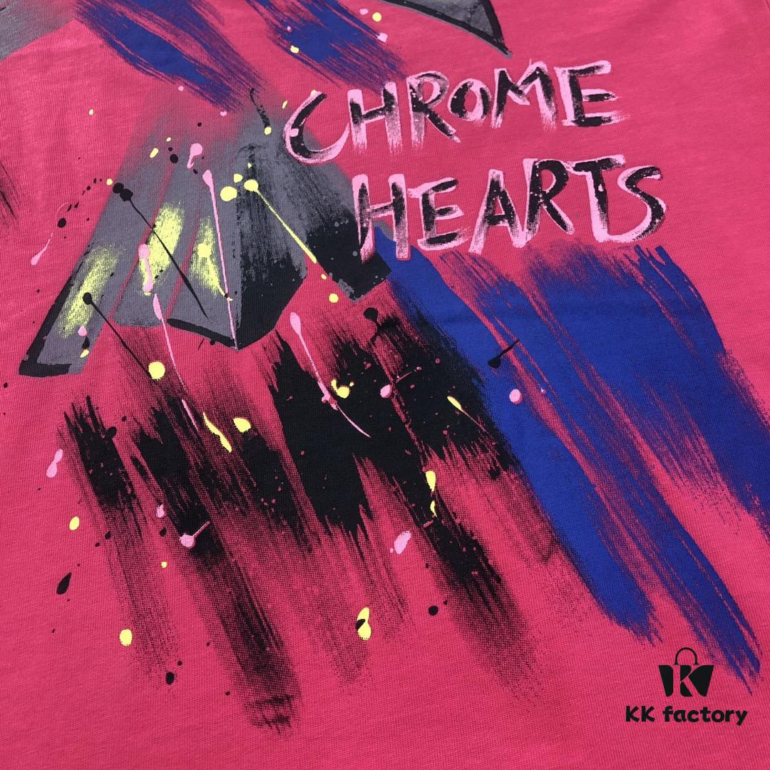 Chrome Hearts 2025 New Arrival Heavy Washed Embroidered Graffiti Print Short Sleeve T-Shirt △ Original Fabric △ High Version △ High-Quality Influencer and Celebrity Style Unisex Tee
