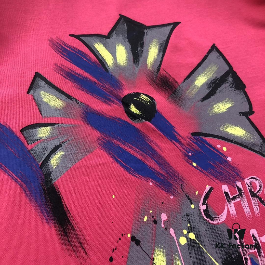 Chrome Hearts 2025 New Arrival Heavy Washed Embroidered Graffiti Print Short Sleeve T-Shirt △ Original Fabric △ High Version △ High-Quality Influencer and Celebrity Style Unisex Tee