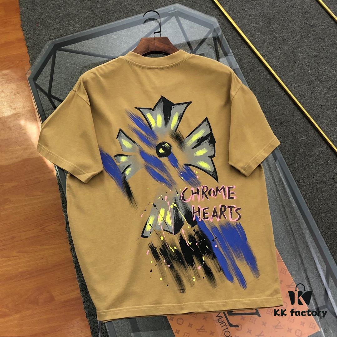 Chrome Hearts 2025 New Arrival Heavy Washed Embroidered Graffiti Print Short Sleeve T-Shirt △ Original Fabric △ High Version △ Premium Quality Influencer & Celebrity Style Unisex