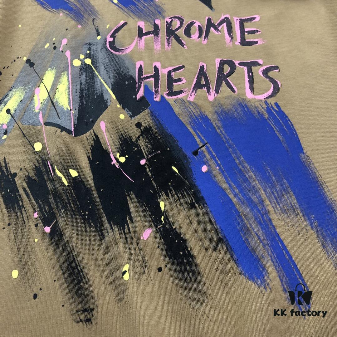 Chrome Hearts 2025 New Arrival Heavy Washed Embroidered Graffiti Print Short Sleeve T-Shirt △ Original Fabric △ High Version △ Premium Quality Influencer & Celebrity Style Unisex