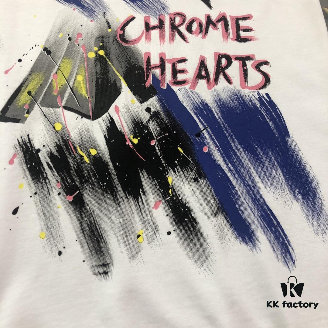 Chrome Hearts 2025 New Arrival Heavy Washed Embroidered Graffiti Print Short Sleeve T-Shirt △ Original Fabric △ High Version △ High Quality Influencer and Celebrity Style