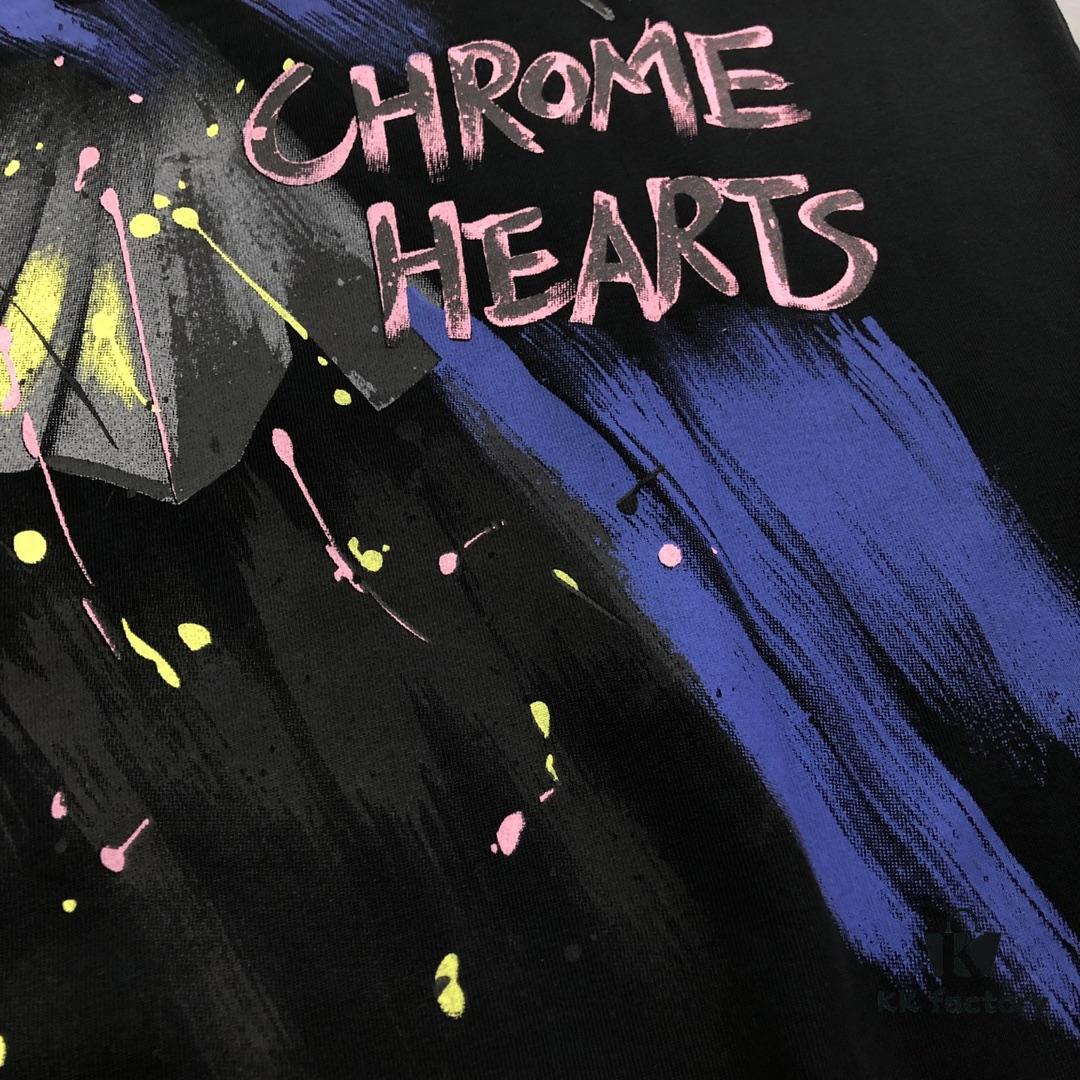 Chrome Hearts 2025 New Heavy Washed Embroidered Graffiti Print Short Sleeve T-Shirt △ Original Fabric △ High Version △ Premium Quality Influencer & Celebrity Style