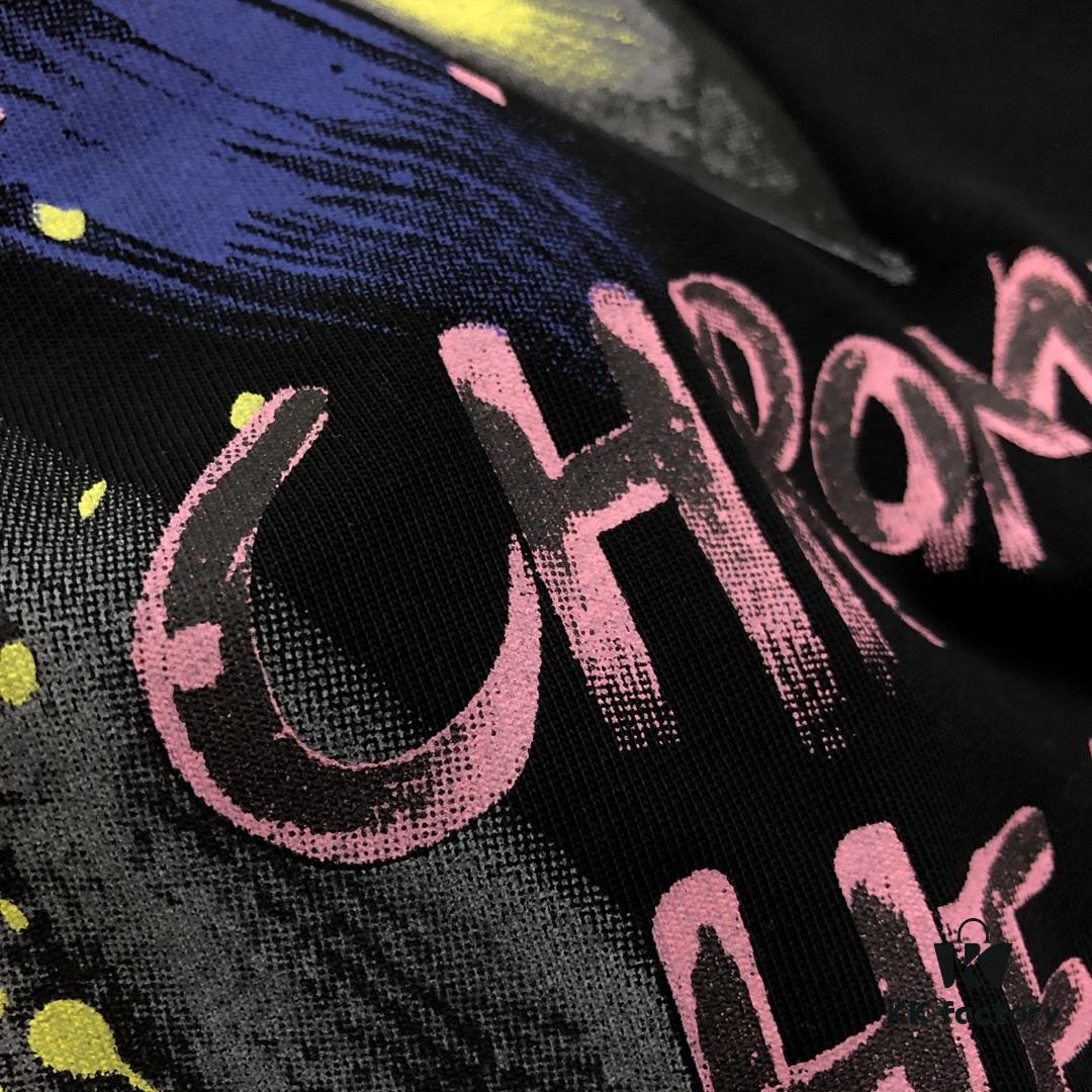 Chrome Hearts 2025 New Heavy Washed Embroidered Graffiti Print Short Sleeve T-Shirt △ Original Fabric △ High Version △ Premium Quality Influencer & Celebrity Style