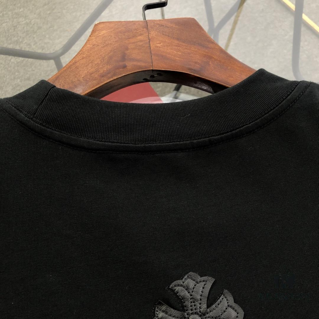 Chrome Hearts 2025 New Heavy Washed Leather Patch Embroidery Short Sleeve T-Shirt △ Original Fabric △ High Version △ Premium Quality Influencer and Celebrity Style △ 320g Garment-Washed Embroidered Horse Hoof Cross Graffiti Print △ Super Versatile and Stylish △ Full Trims △ Unisex Must-Have Tee