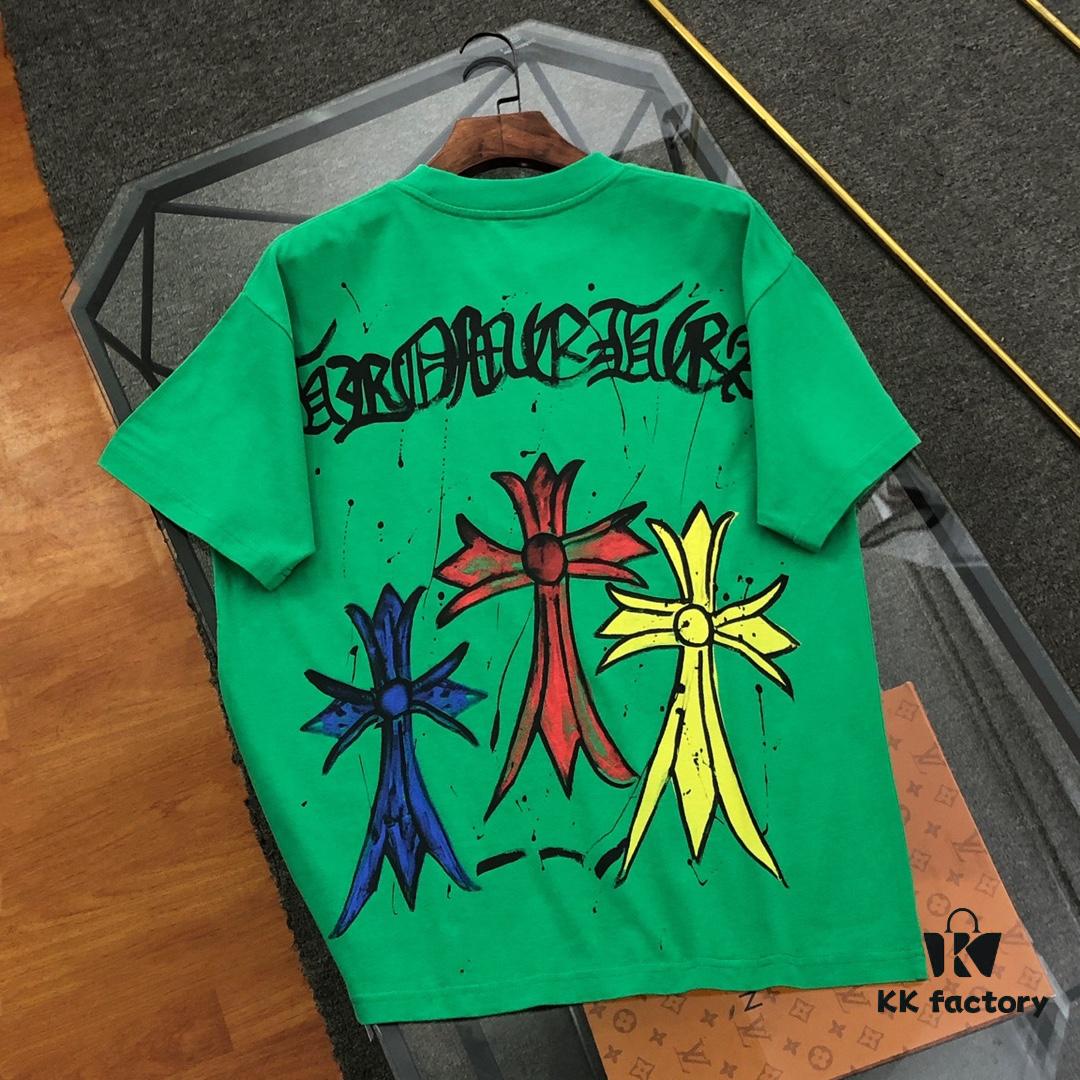 Chrome Hearts 2025 New Graffiti Print Short Sleeve T-Shirt △ Original Fabric △ High Version △ Premium Quality Influencer & Celebrity Style △ 320g Garment Washed Horseshoe Cross Graffiti Process △ Horseshoe Cross Print △ Extremely Versatile and Stylish △ Full Triple Labeling △ Unisex Essential Must-Have Tee