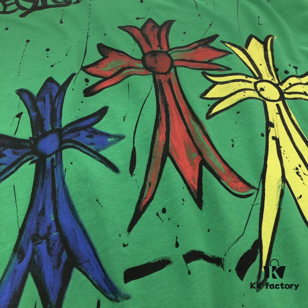 Chrome Hearts 2025 New Graffiti Print Short Sleeve T-Shirt △ Original Fabric △ High Version △ Premium Quality Influencer & Celebrity Style △ 320g Garment Washed Horseshoe Cross Graffiti Process △ Horseshoe Cross Print △ Extremely Versatile and Stylish △ Full Triple Labeling △ Unisex Essential Must-Have Tee