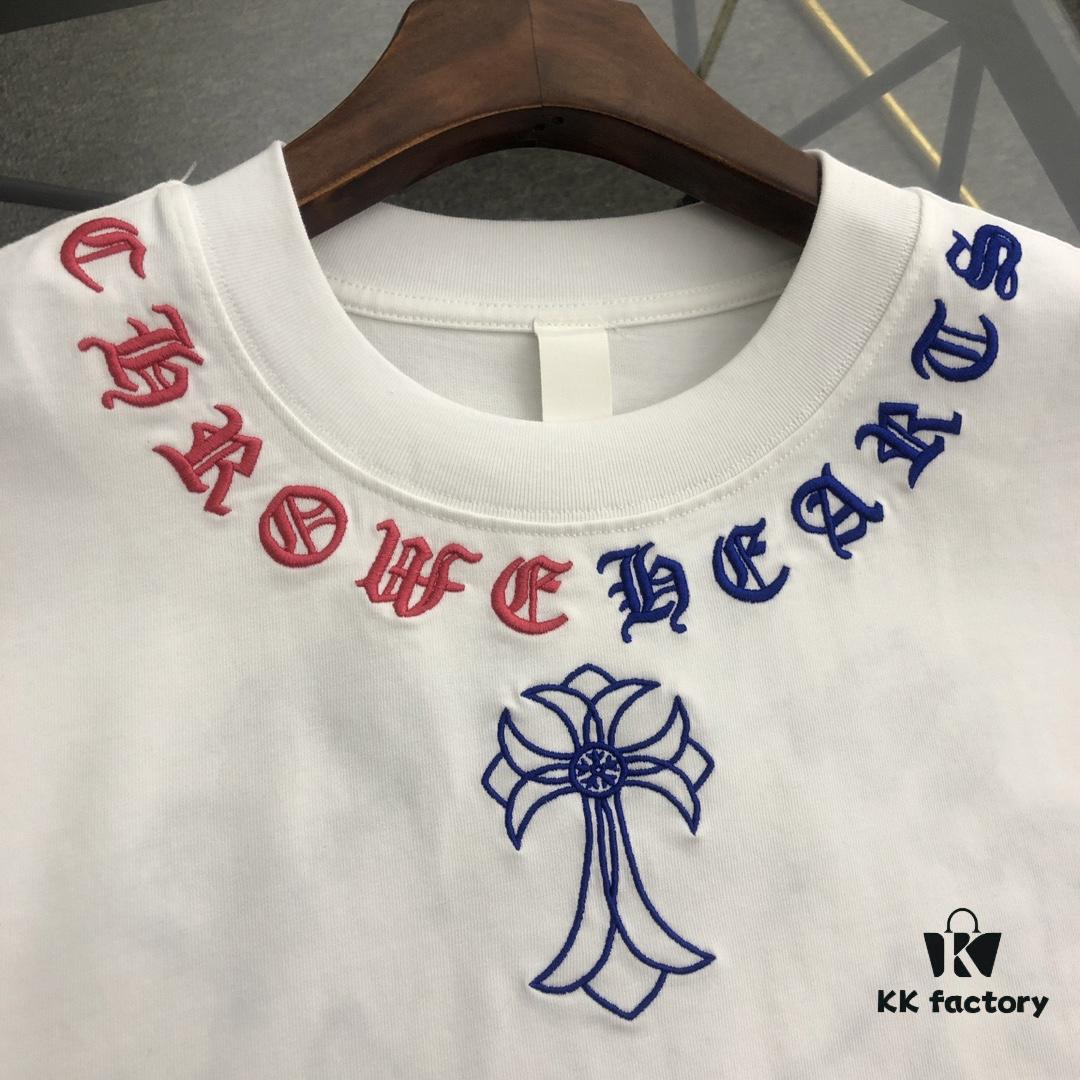 Chrome Hearts 2025 New Embroidered Graffiti Print Short Sleeve T-Shirt △ Original Fabric △ High Version △ Premium Quality Influencer & Celebrity Style △ 320g Garment Washed △ Horse Hoof Cross Embroidery and Graffiti Printing △ Fully Matchable and Stylish △ Complete Triple Label △ Unisex Design △ Must-Have for Everyone
